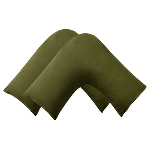 Superfine Washed Microfibre V-Shape Pillowcase Twin Pack - Olive
