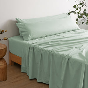 300TC Cotton Percale Body Pillowcase Sage Twin Pack