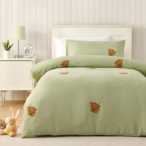 Bongo the Monkey Embroidered Kids Quilt Cover Set Green