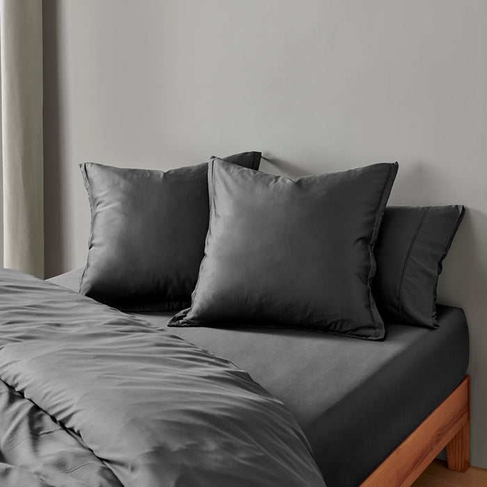 Bamboo Tailored European Pillowcase Charcoal Twin Pack