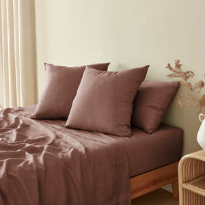 100% European Flax Linen Tawny Brown Euro Pillowcase Twin Pack