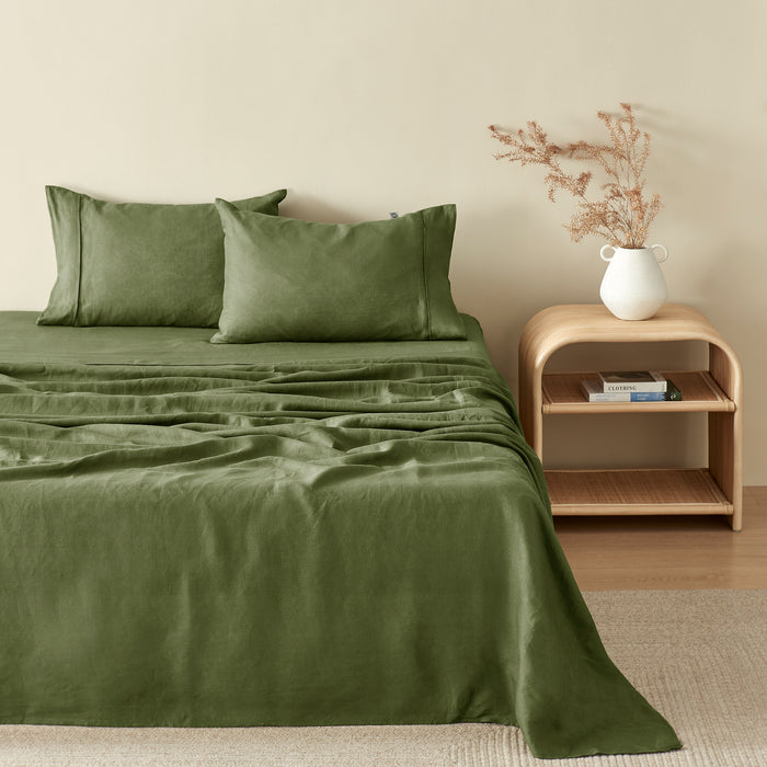 100% European Flax Linen Sheet Set Hunter