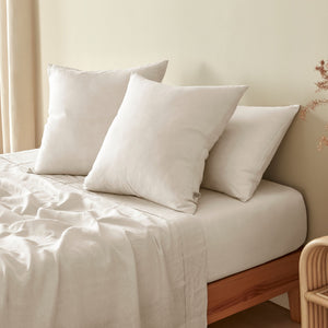 100% European Flax Linen Natural Euro Pillowcase Twin Pack