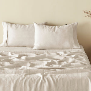 100% European Flax Linen Natural Standard Pillowcase Twin Pack