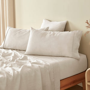100% European Flax Linen Natural King Pillowcase Twin Pack