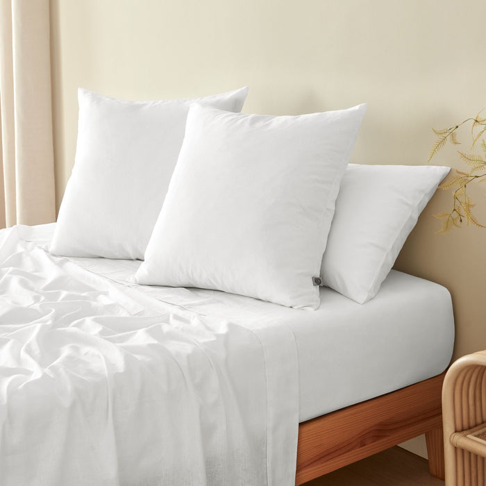 100% European Flax Linen White Euro Pillowcase Twin Pack