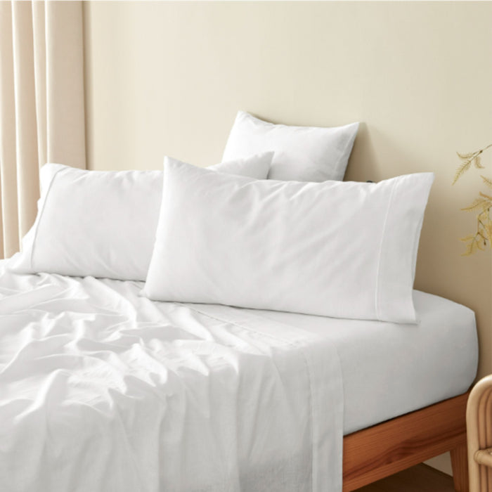 100% European Flax Linen White King Pillowcase Twin Pack