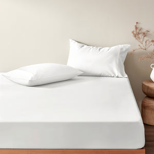 Serene 400TC Bamboo Cotton Sateen Fitted Sheet Set White
