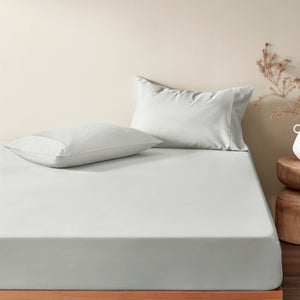 400TC Bamboo Cotton Sateen Fitted Sheet Set Dove Grey