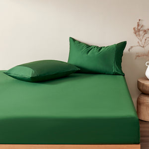 400TC Bamboo Cotton Sateen Fitted Sheet Set Eden Green