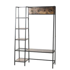 Rustic Wooden Entrance Hall Tree Brown 115.4x40x171.5cm