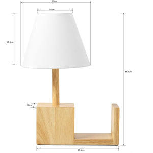 Set of 2 Marie Wooden Bedside Table Lamp with Bookshelf