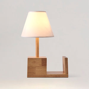 Marie Wooden Bedside Table Lamp with Bookshelf