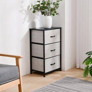 Luna 3 Drawer Fabric Home Dresser Grey