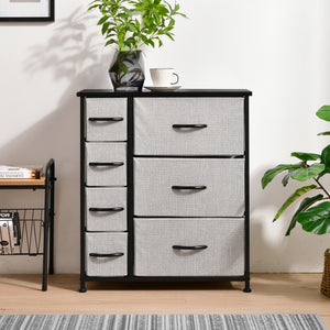 Luna 7 Drawer Fabric Home Storage Dresser Grey