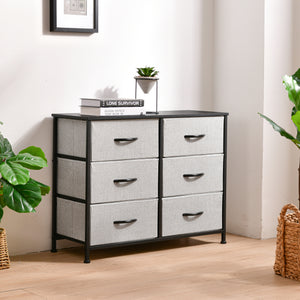 Luna 6 Drawer Fabric Home Storage Dresser Grey