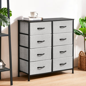 Luna 8 Drawer Fabric Home Storage Dresser Grey