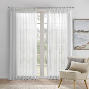 Evie Sheer Tab Top Curtain Pair White
