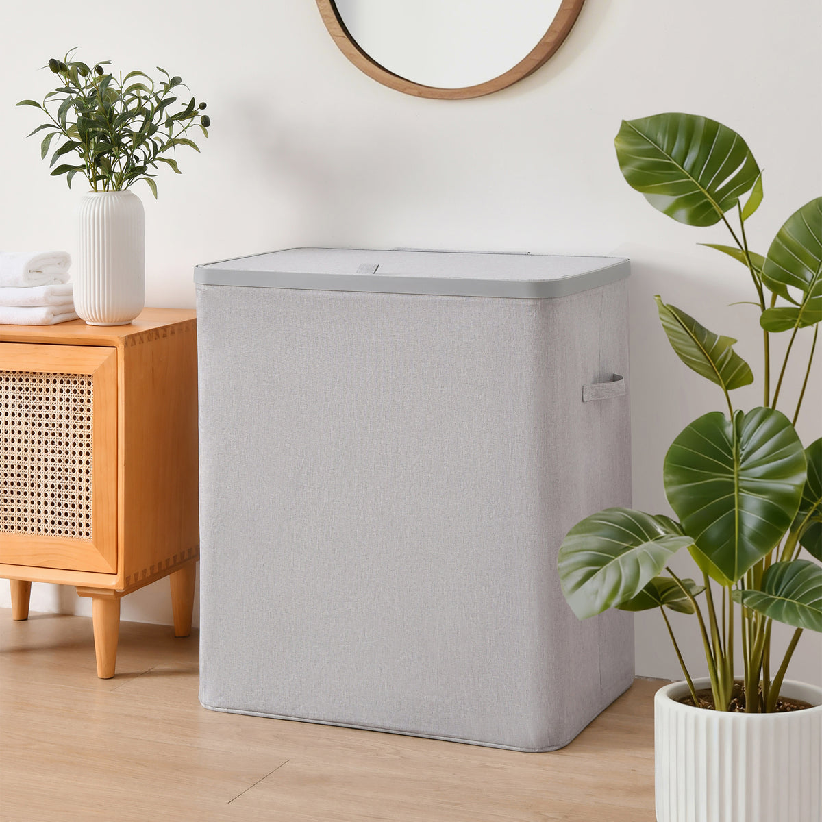 Sherwood Voyager 3-Section Laundry Hamper – 120L Faux Linen Sorter with ...