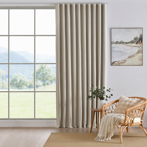 Alva Faux Linen Blockout S-Fold Curtain in Porcelain