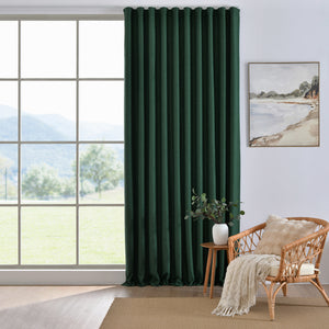 Alva Faux Linen Blockout S-Fold Curtain in Forest Green