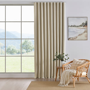 Alva Faux Linen Blockout S-Fold Curtain in Oatmeal