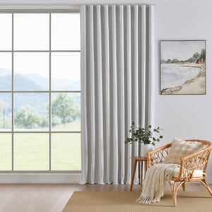 Alva Faux Linen Blockout S-Fold Curtain in White