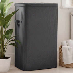 Voyager Laundry Hamper 60L Faux Linen 42x32x67cm Slate