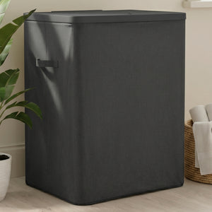 Voyager 2-Section Laundry Hamper 100L Faux Linen 56x40x67cm Slate