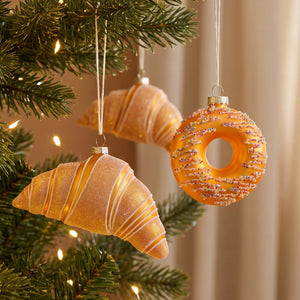 Christmas Donuts and Croissants Christmas Ornaments (6 Pack) Gold