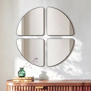Eclipse 4 Piece Window Wall Mirror Set 30x30cm Black