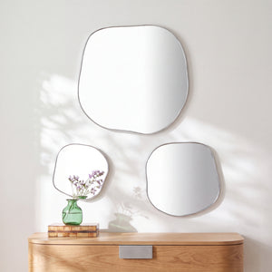 Aurelia 3 Piece Pebble Mirror Set (17.5, 23.5, 36cm) Silver