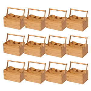 Bamboo Cutlery Caddy 12 Pack Natural Brown (Holds Knife/Fork/Spoon and Napkin/Serviette)