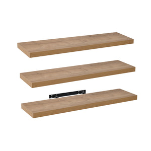 Seiso Floating Wall Shelves Display Rack (Set of 3) Large 90cm Honey Oak
