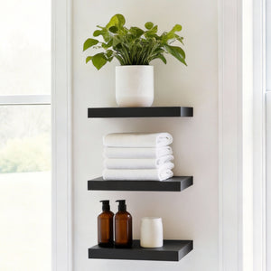 Seiso Floating Wall Shelves Display Rack (Set of 3) Black