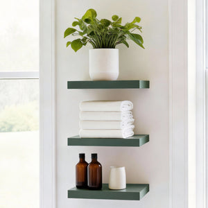 Seiso Floating Wall Shelves Display Rack (Set of 3) Green