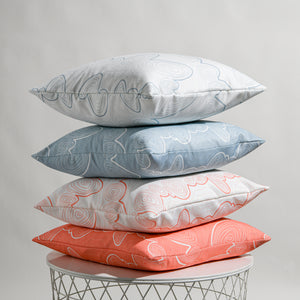 Wavelength Printed Outdoor Cushion 50 x 50cm - White & Coral
