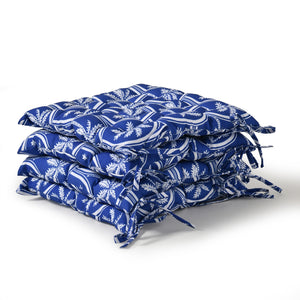 Isola Palms Printed Outdoor Seat Cushions Blue 4 Pack