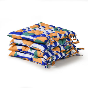 Limone Printed Outdoor Seat Cushions Blue 4 Pack