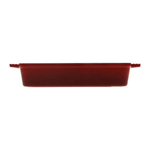 Cast Iron Rectangular Baking Pan 33cm Black Cherry Red