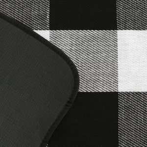 Faux Linen Picnic Rug Black and White Plaid