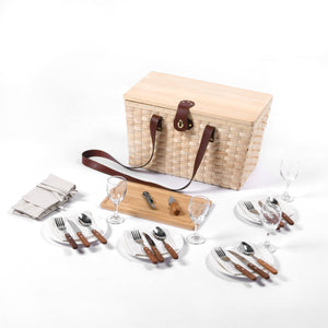 Barossa 4 Person Natural Wicker Picnic Basket Set Cream