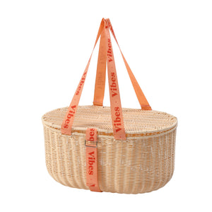 McLaren Vale 2 Person Wicker Cord Picnic Basket Tanned 49x33x24cm