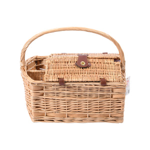 Ascot 4 Person Natural Wicker Picnic Basket with Red & White Gingham Rug Natural Basket 48x33x20 Rug 1.3x1.5m