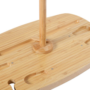 Hunter 2-Person Oval Picnic Wine Table with Cheese Knife Set - Natural Bamboo 38x25x31cm