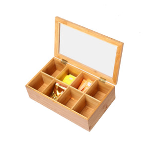 Bamboo 8 Compartment Tea Box with Window
