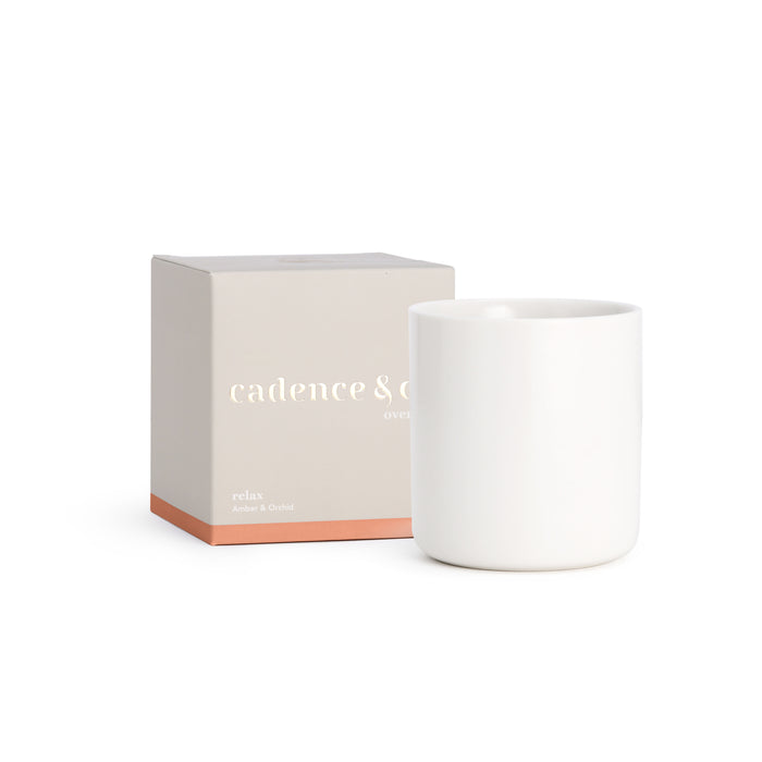 Overture Scented Candle Relax: Amber & Orchid Natural Soy Wax Candle w/ Essential Oils 300 mL