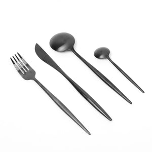 24- pieces Cutlery Set with Matte Polish Black