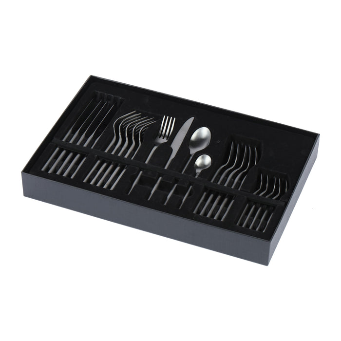 24pcs Cutlery set with Matte Polish - Black