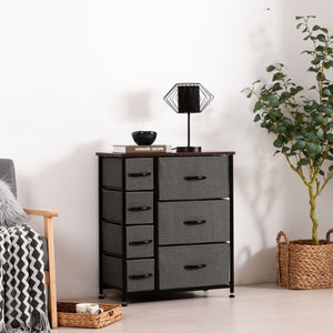 Luna 7 Drawer Fabric Home Storage Dresser Charcoal 